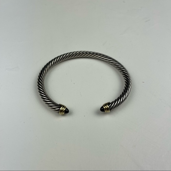 David Yurman sterling silver & 14k gold 5mm Bracelet with Black Onyx - Picture 1 of 13